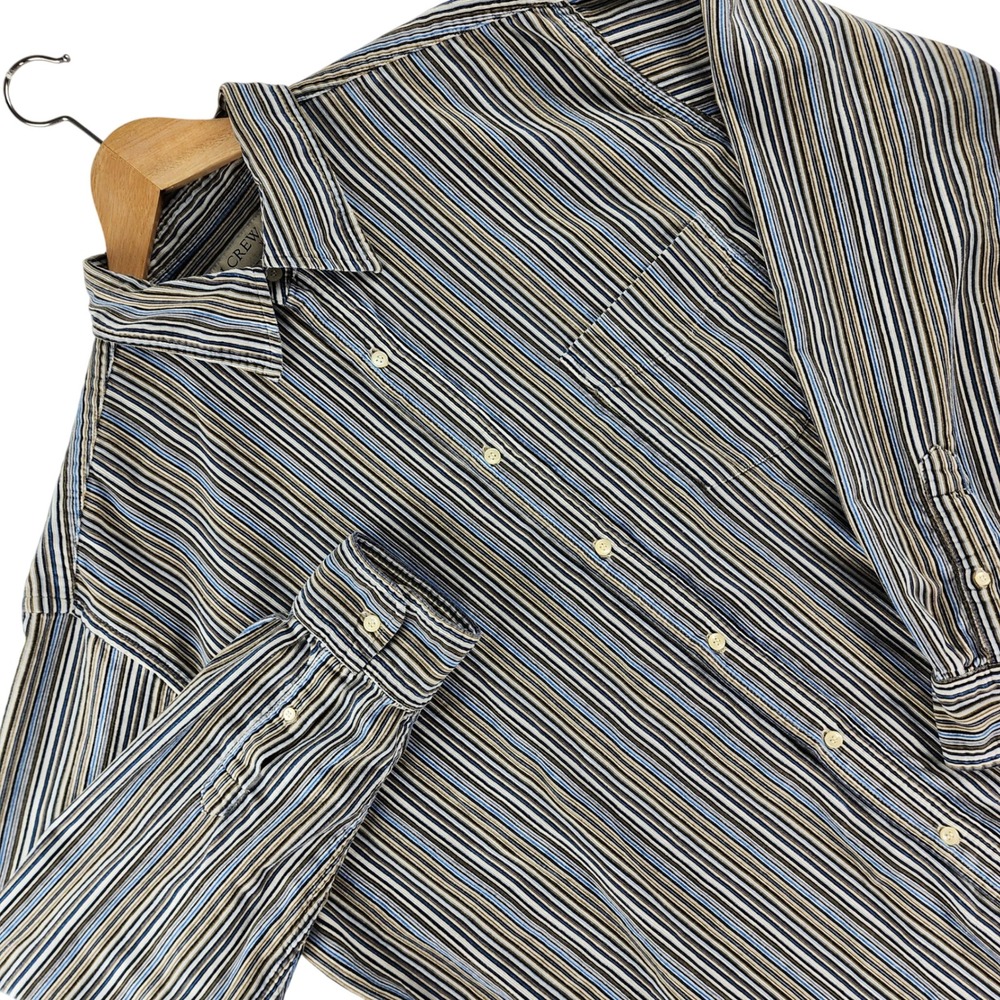 Vintage J Crew Shirt Mens XL Striped Pinwale Corduroy Cotton Made Hong Kong 90s